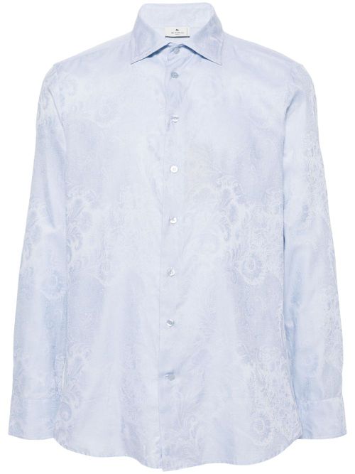 Paisley-jacquard cotton shirt - Blue