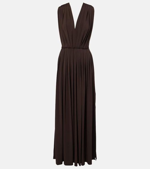 Pleated gathered maxi dress