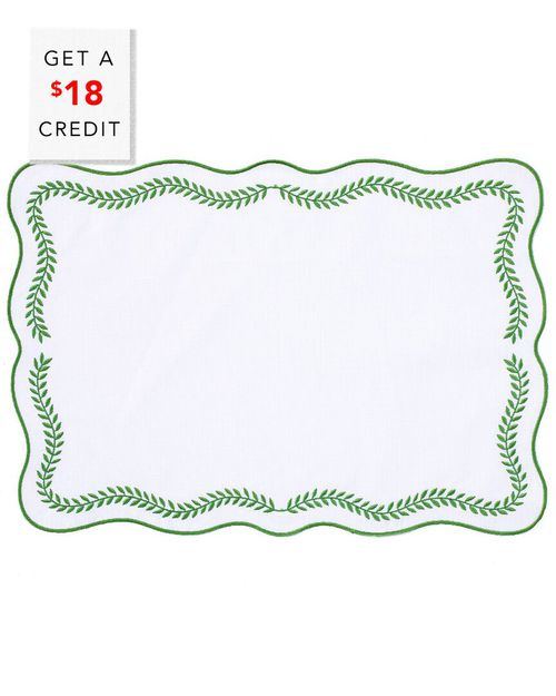 Set Of 4 Tessuti Rectangular Placemats With Sage Green Ivy With $18 Credit