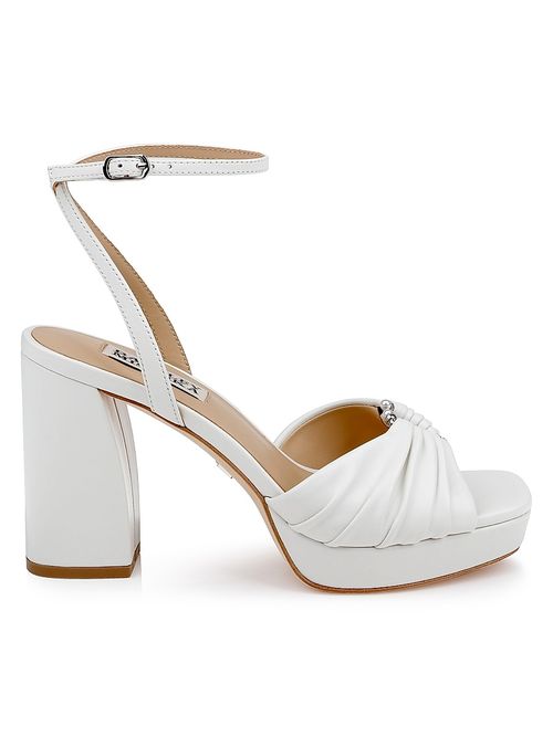 Women's Veda 85MM Pleated Leather Sandals - White Leather