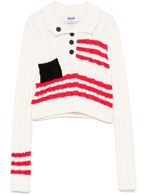 White Cable-Knit Jumper