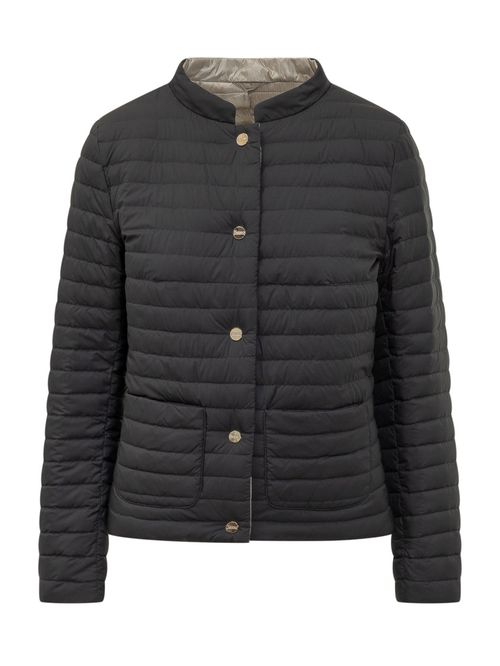 Black Quilted Band Collar Jacket
