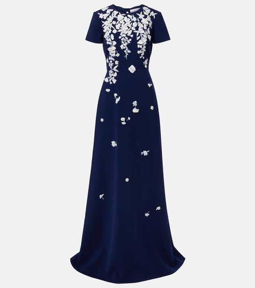 Embroidered bow-detail gown
