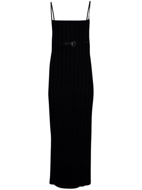 Belted ribbed-knit dress - Black
