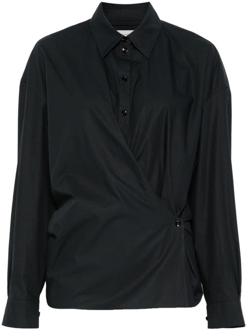 Straight-collar twisted shirt - Black