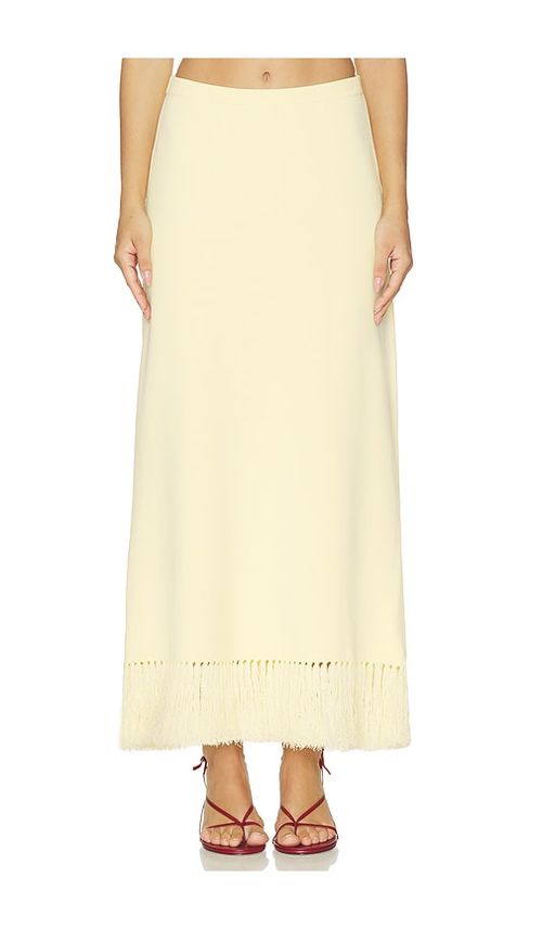 Clea Amelia Fringe Hem Skirt in Lemon. - XS also in S