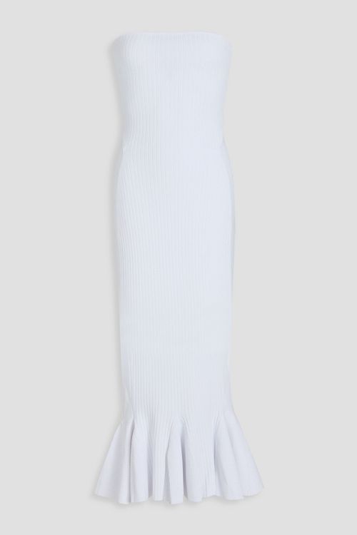 Tillee strapless metallic ribbed-knit midi dress