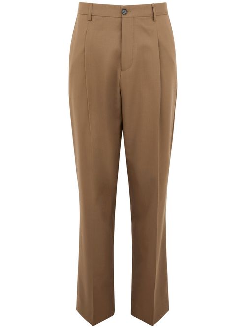Brown Wool Tapered Trousers