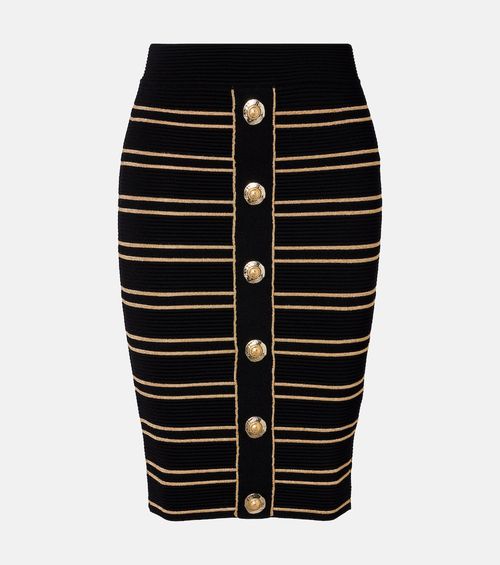 Ribbed-knit striped miniskirt