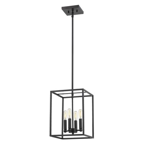 Matte Black Four Light Pendant from the Cobar Collection