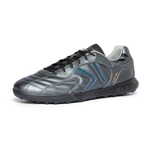 KELME Turf Soccer Shoes Mens Futsal Indoor Soccer Shoes Calf Skin Women Football Boots Arch Support Silver