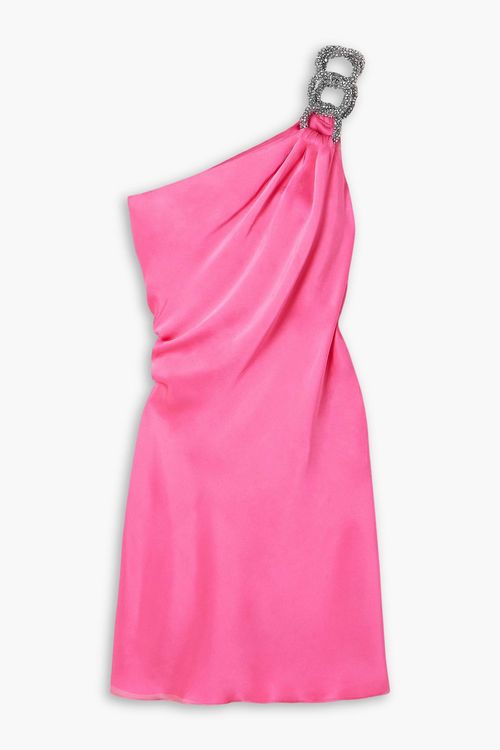 Falabella one-shoulder crystal-embellished satin mini dress - Pink - IT 40