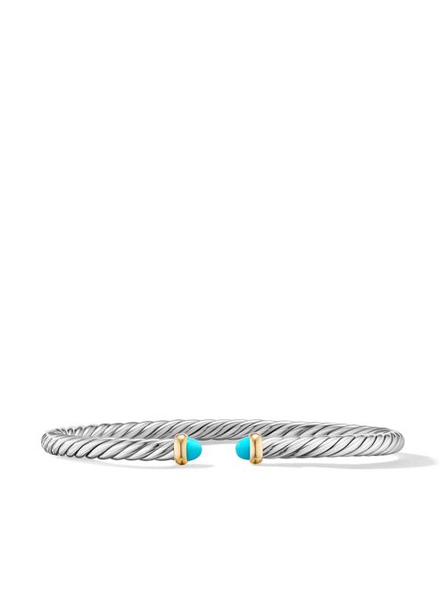 14kt yellow gold Modern Cable turquoise bracelet - Silver