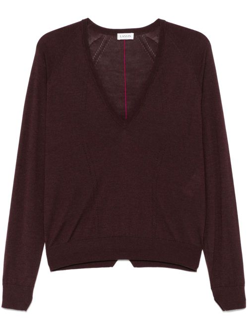 Pointelle-trim sweater - Red