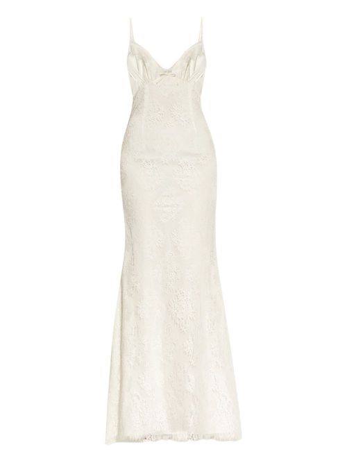 Lace embroidered maxi dress - White
