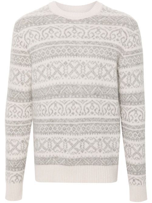Fair isle intarsia knit sweater - Neutrals
