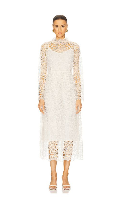 Sea Lumi Eyelet Peplum Long Sleeve Dress in White. -  4 also in 0