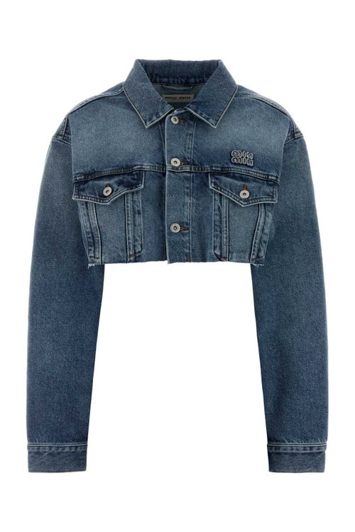 Denim Cropped Jacket — Blue