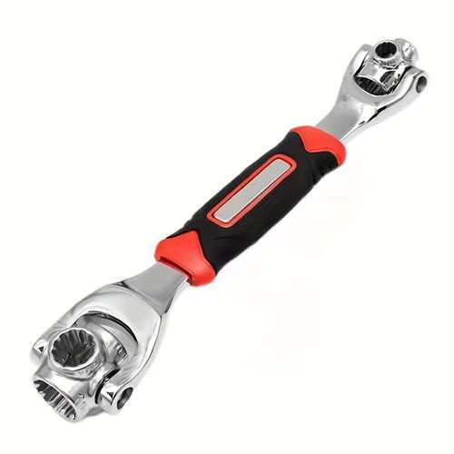 TEMU Adjustable Socket Wrench With Non-slip Grip & Rotating Design - Durable Steel Construction For , Car Maintenance, Automotive & Diy Project