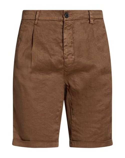 Man Shorts & Bermuda Shorts Brown Size 28 Linen, Cotton, Elastane