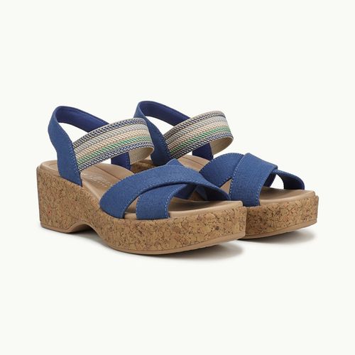 For Shoes Verity Platform Sandal Deja Vu Blue Denim Fabric