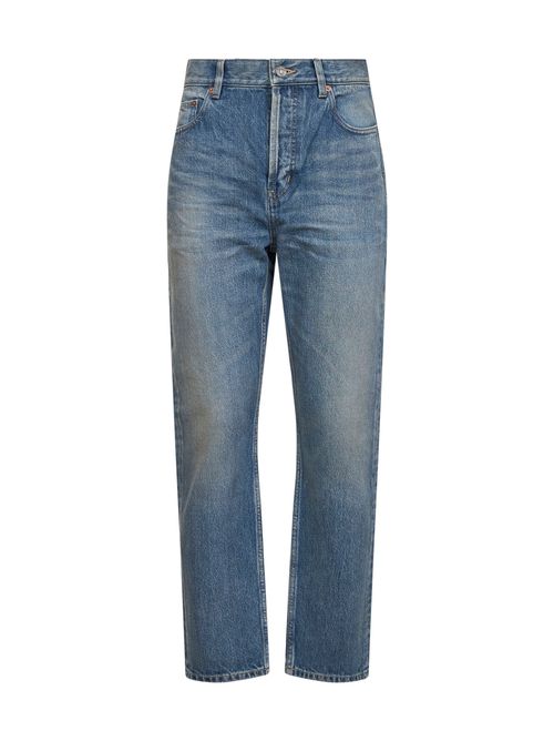 High-Rise Cropped Denim Jeans — Blue