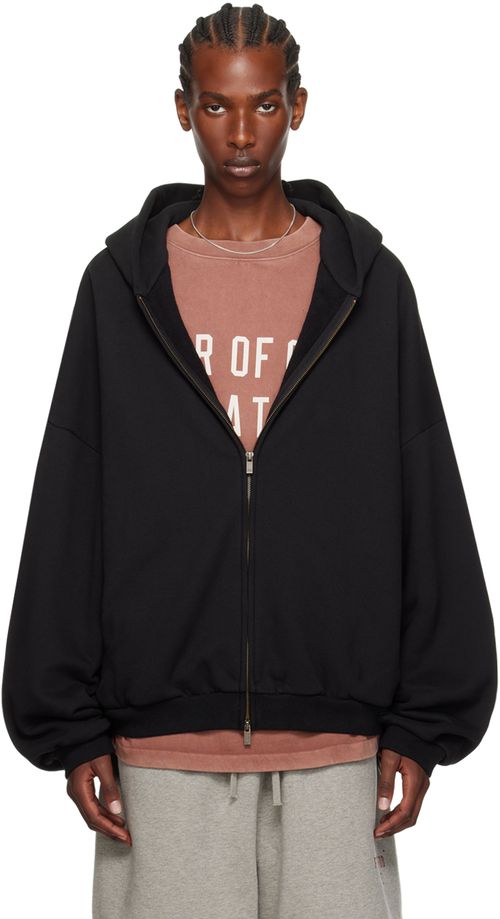 Fear of God ESSENTIALS Black Full-Zip Hoodie