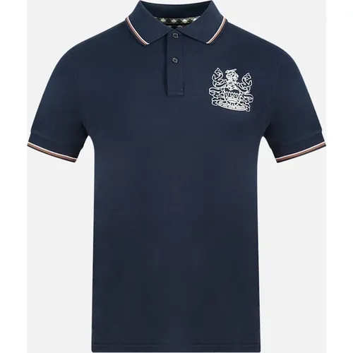 Men's Aquascutum Aldis Crest Blue Polo Shirt - Navy