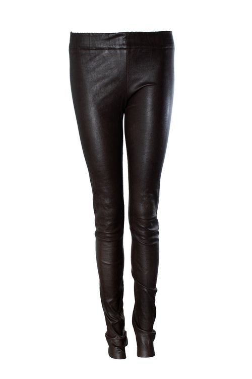 , dark brown suede leggings