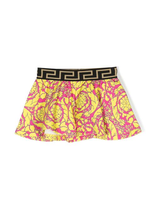 Barocco-print logo-waist shorts - Pink