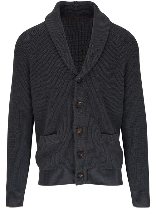 Fine-knit cotton cardigan - Grey