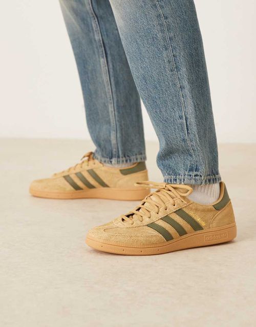 Handball Spezial trainers in dark tan and olive-White