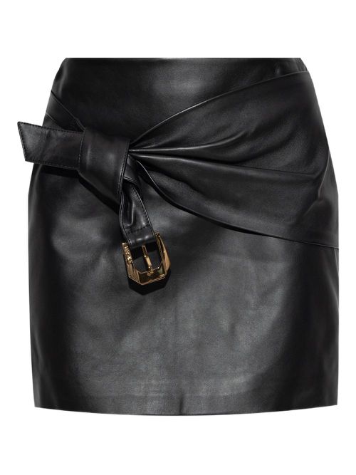 Leather draped skirt - Black