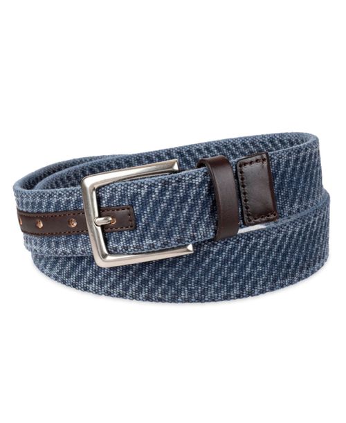 Men's Casual Textured Canvas Web Belt - Navy Blue