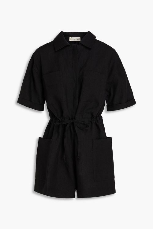 Juana linen playsuit - Black - L