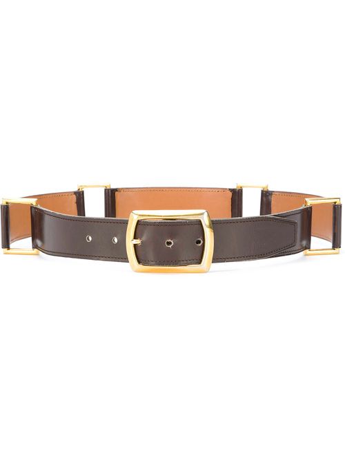 Pre-owned loops buckled belt - Brown