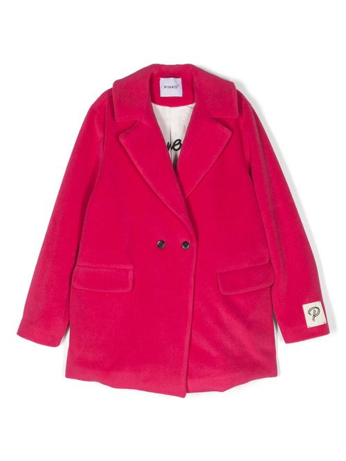 Graphic-print double-breasted coat