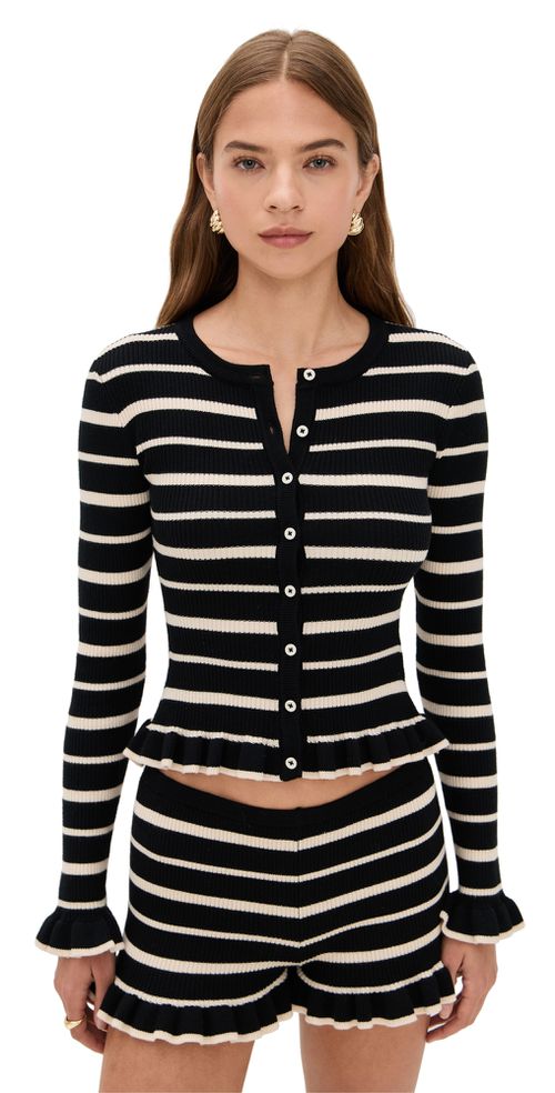 Donna Long Sleeve Knit Top Black/Cream