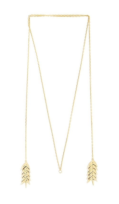 Bevza Spikelet Long Pendant in Gold. a