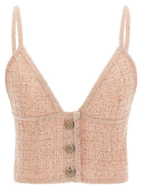 Sequin-Embellished Wool Blend Tank Top — Pink