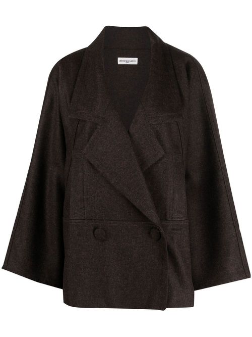 A-line double-breasted blazer - Brown