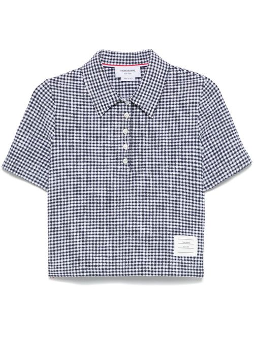 Gingham tweed polo top - Blue