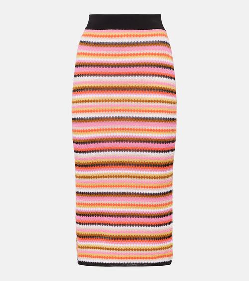 Cotton-blend midi skirt