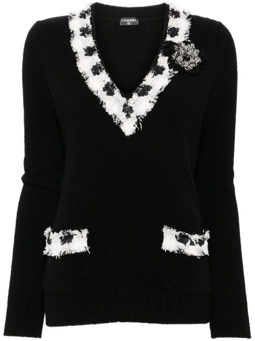 2005 contrasting knitted top - Black