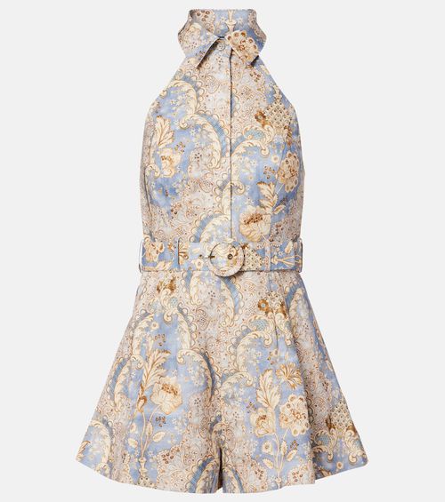 Daylight printed linen romper