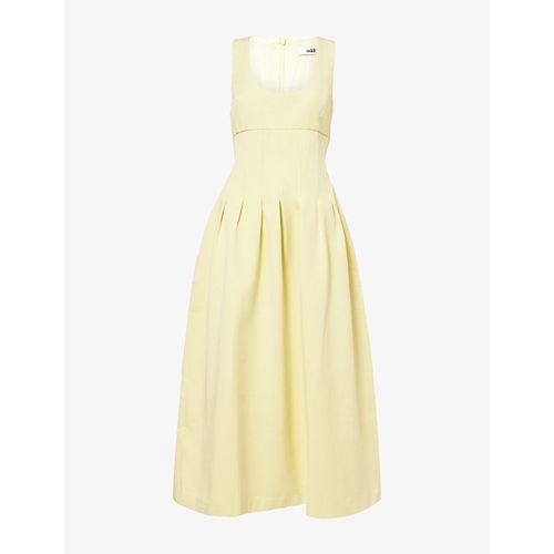 Womens Cinched Cotton-Blend Midi Dress
