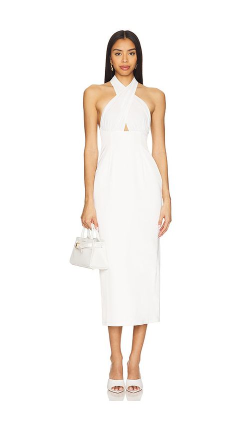 MORE TO COME Josie Midi Dress in White.  XS. Also in L, M, S