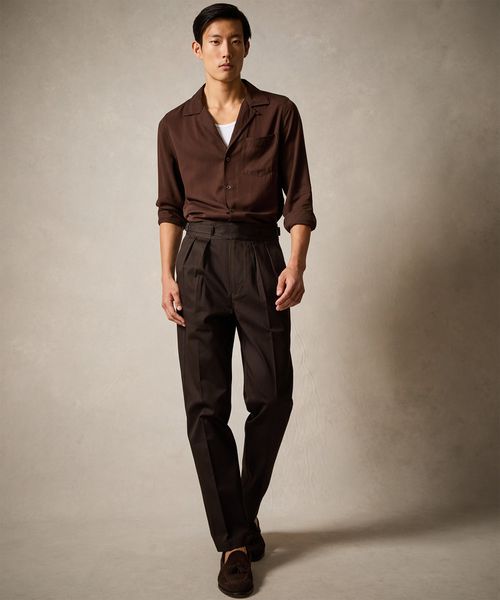 Italian Lightweight Cotton Gurkha Trouser in Dark Brown