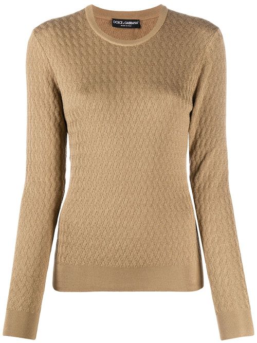 Cable knit silk jumper - Neutrals