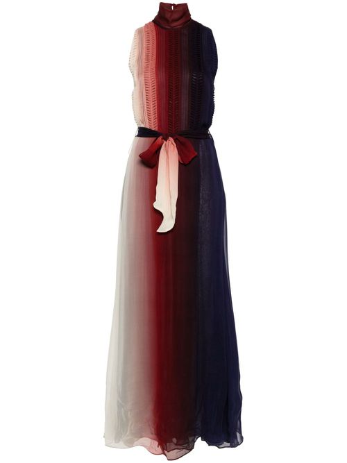 Sleeveless gradient-effect maxi dress - Red